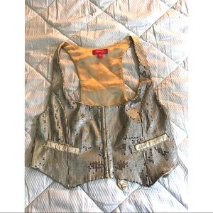 Silver Sequin Cropped Vest